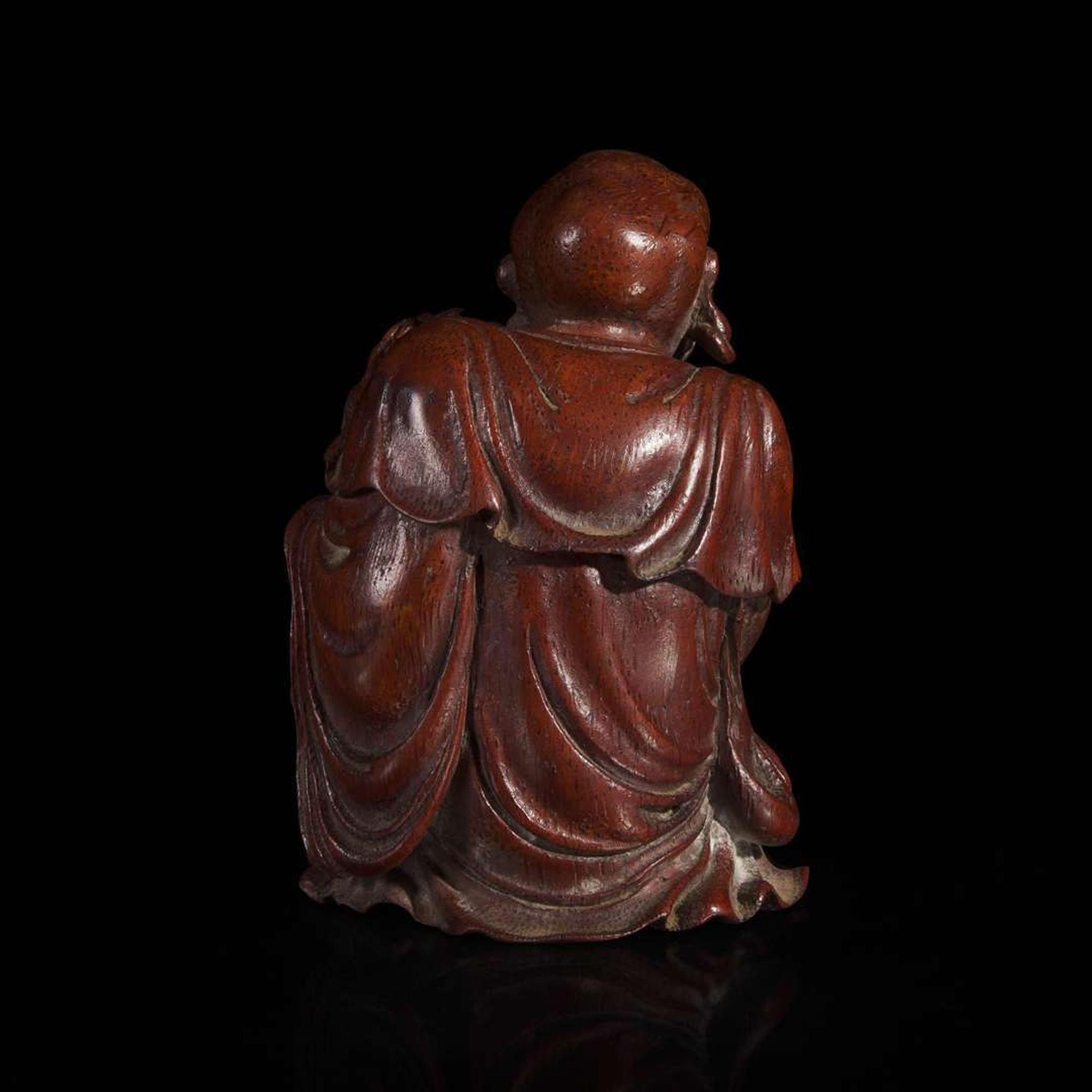 A Chinese finely-carved bamboo luohan and lion 竹雕笑狮罗汉 Qing dynasty ?
