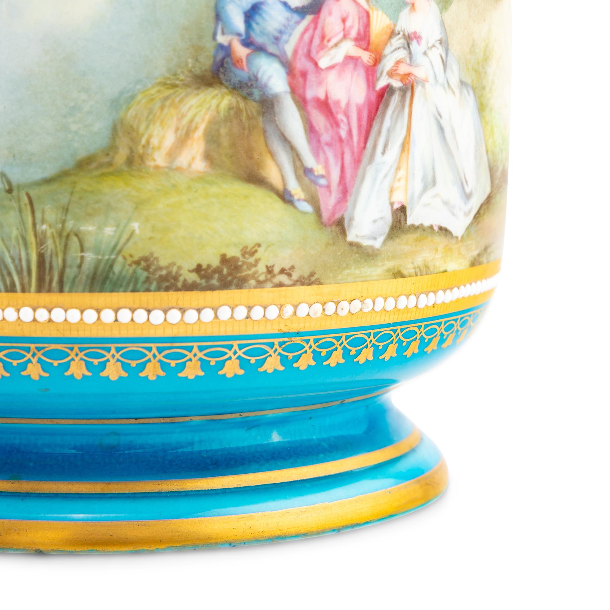 A Pair of Sèvres Style Porcelain Cache Pots