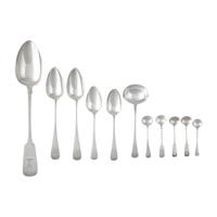An Assorted Group of Nine English Silver Flatware Articles