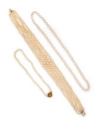 THREE CULTURED PEARL NECKLACES