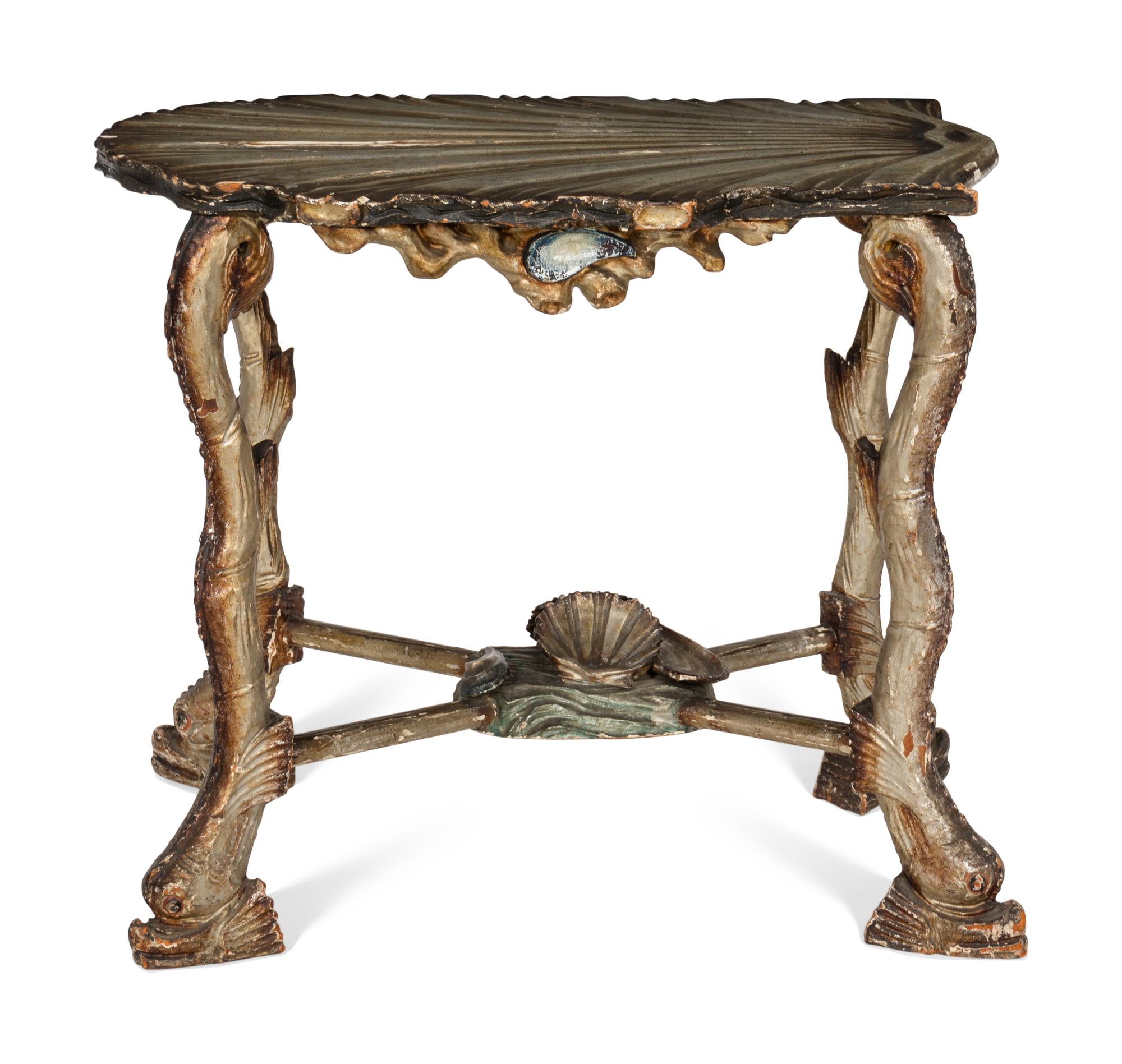 A Venetian Grotto Style Carved Silver Gilt Side Table