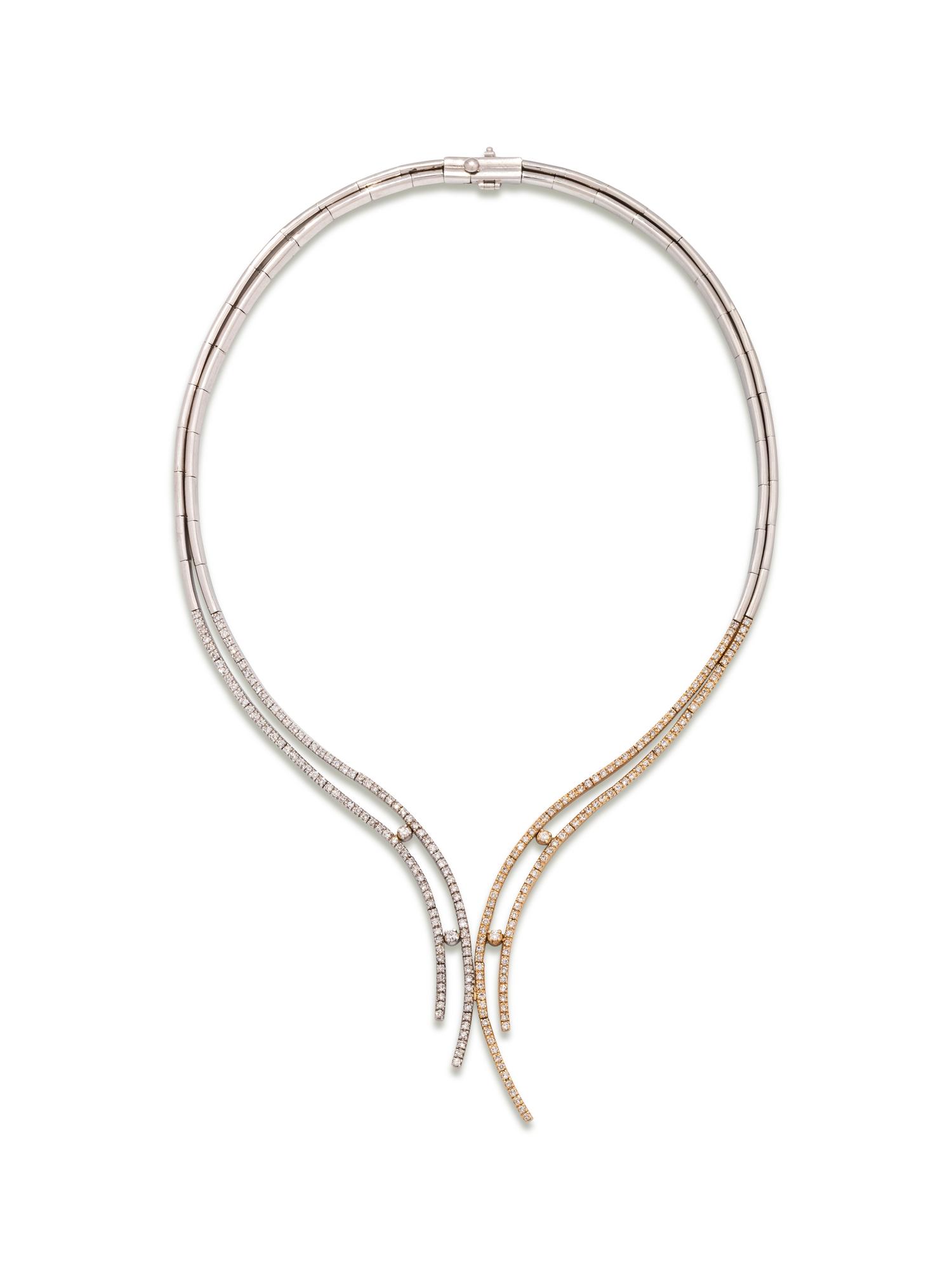 BICOLOR GOLD AND DIAMOND NECKLACE