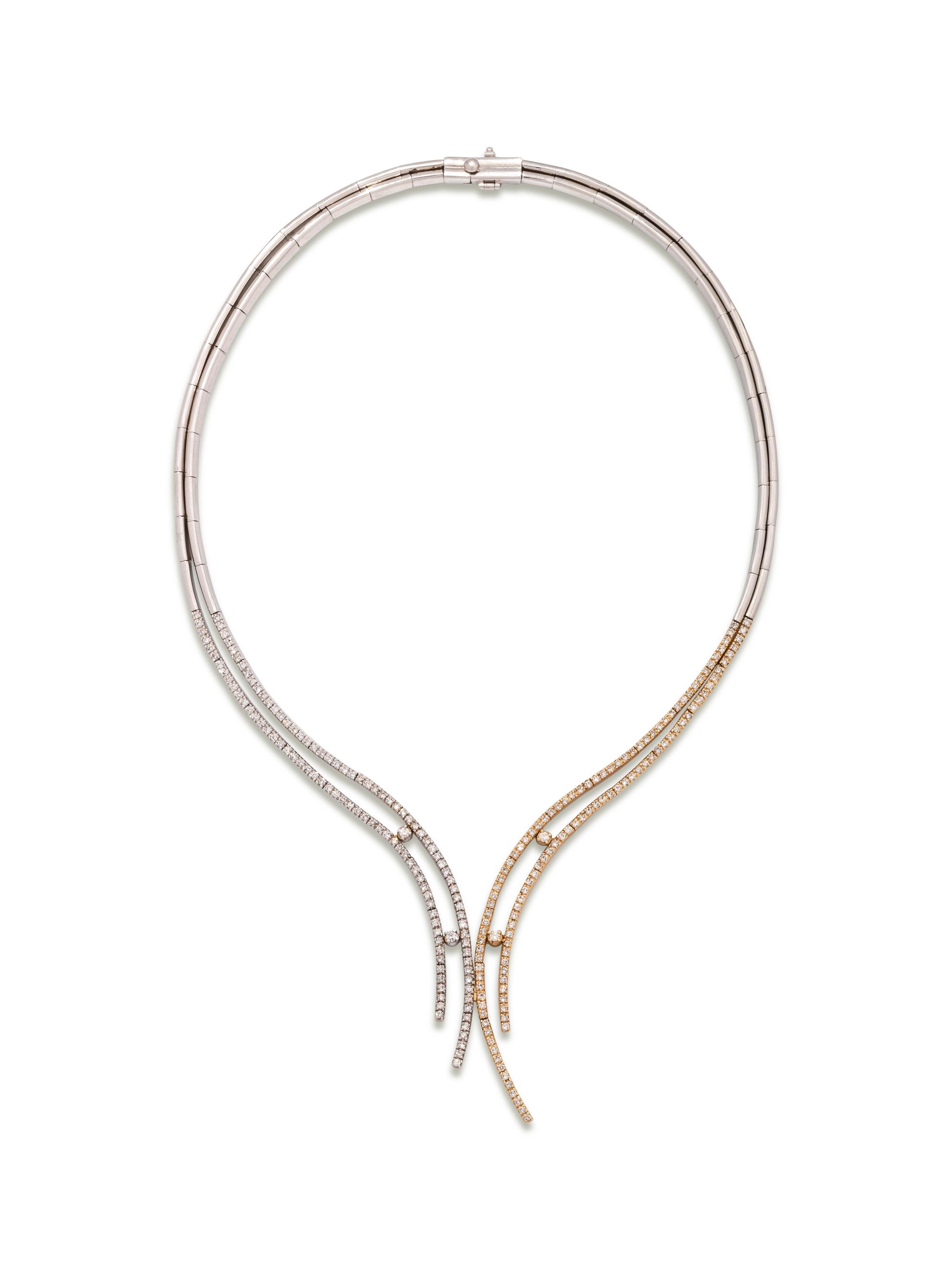 BICOLOR GOLD AND DIAMOND NECKLACE