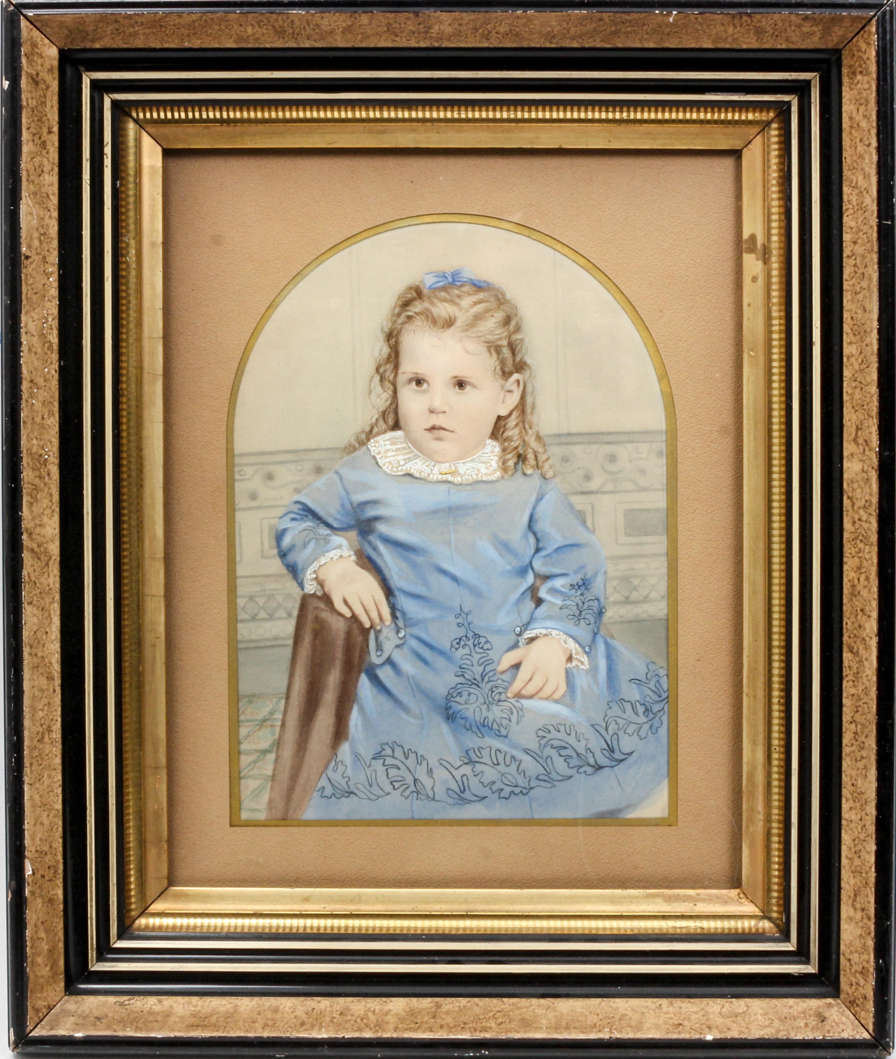 A Victorian Ink on Paper Portrait 18 1/2 x 15 1/2 inches (overall).