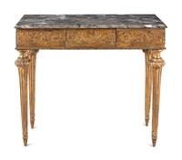 A North Italian Giltwood Marble-Top Console Table