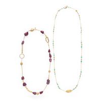Coomi, Two High Karat Yellow Gold, Multigem, and Diamond Bead Necklaces