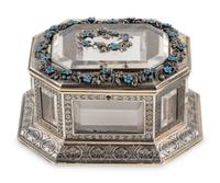 A Continental Enameled Silver and Rock Crystal Mounted Small Box