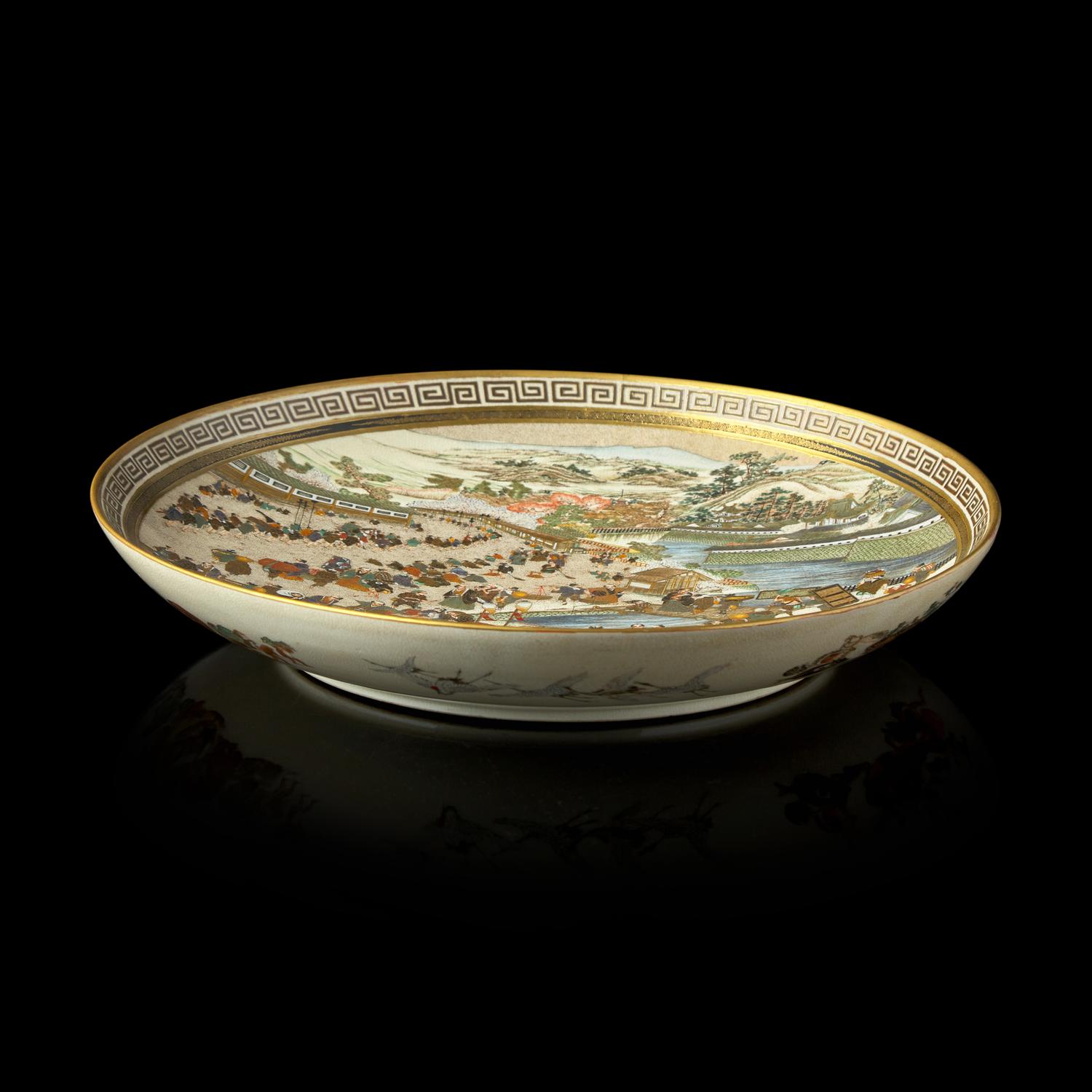 An Impressive Satsuma-Type Large Dish, Meizan Studio, Meiji Period