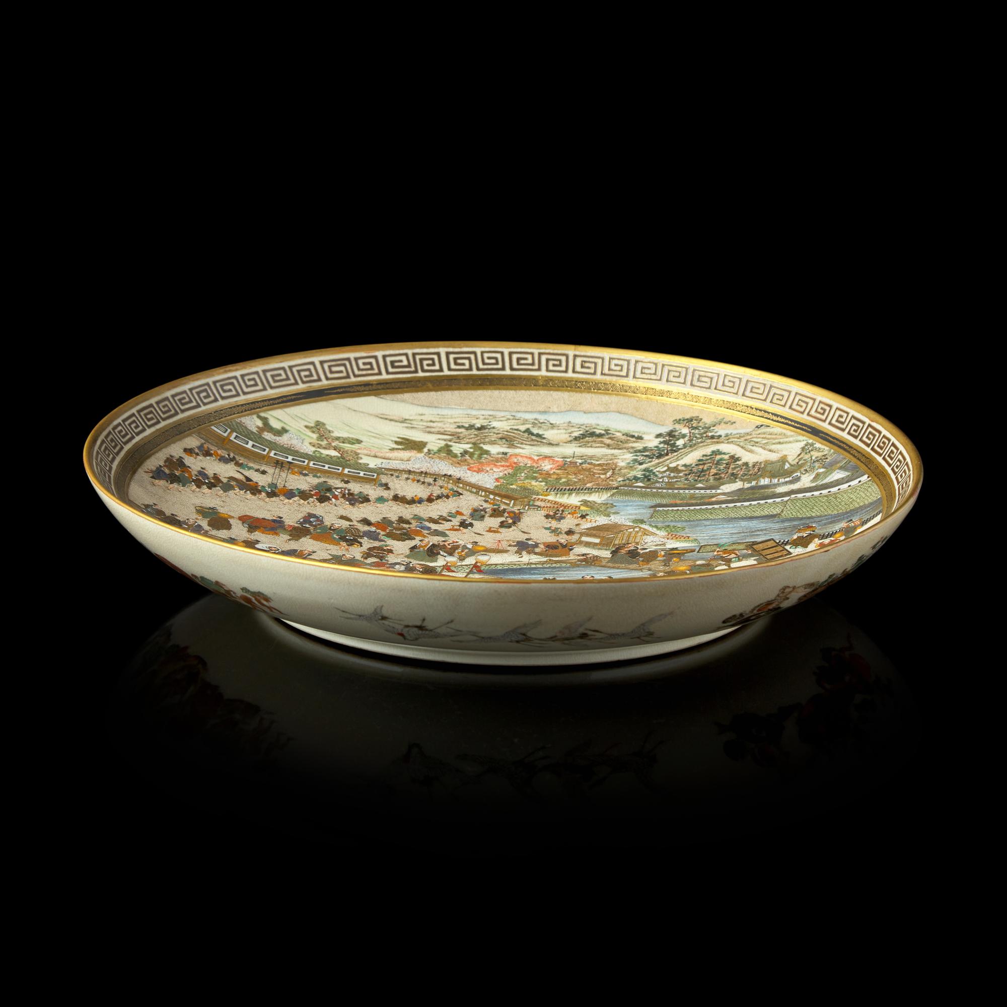 An Impressive Satsuma-Type Large Dish, Meizan Studio, Meiji Period