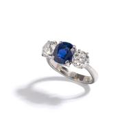 ANTIQUE, BRITISH, SAPPHIRE AND DIAMOND RING