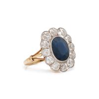 ANTIQUE, SAPPHIRE AND DIAMOND RING
