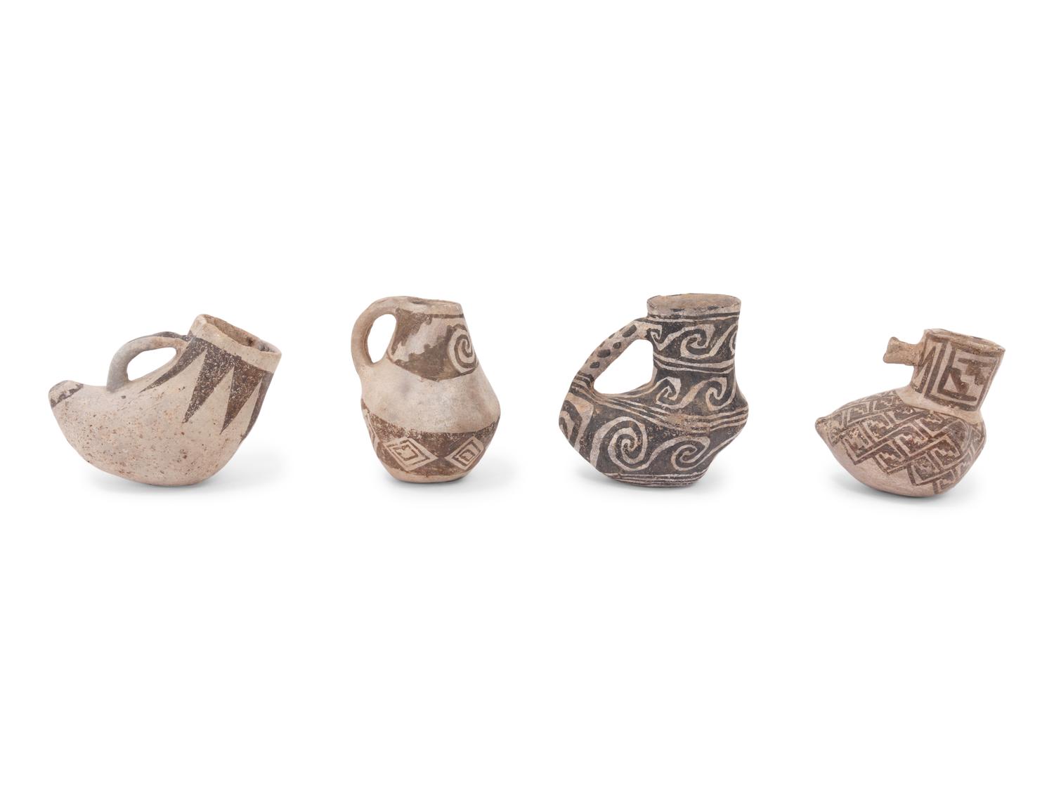 Collection of Anasazi Black-on-White Pottery Pitchers