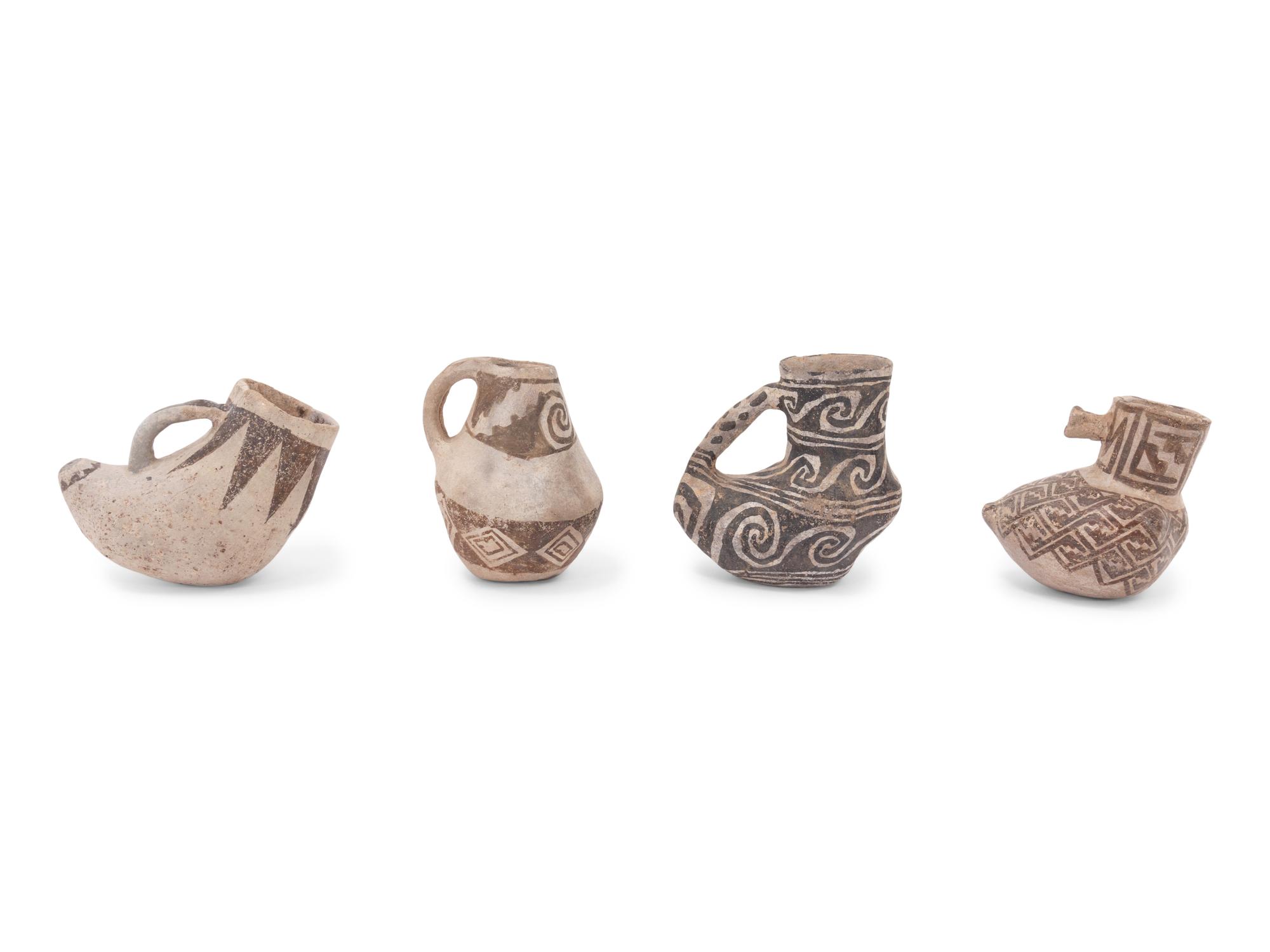 Collection of Anasazi Black-on-White Pottery Pitchers