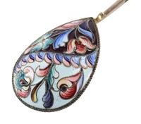 A Set of Six Russian Enameled Teaspoons