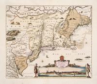 (MAP) VISSCHER, NICHOLAUS. Novi Belgii Novaeque Angliae... Amsterdam, 1684. Engraved map w/hand-coloring.