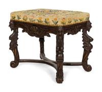 A Continental Carved Walnut Tabouret
