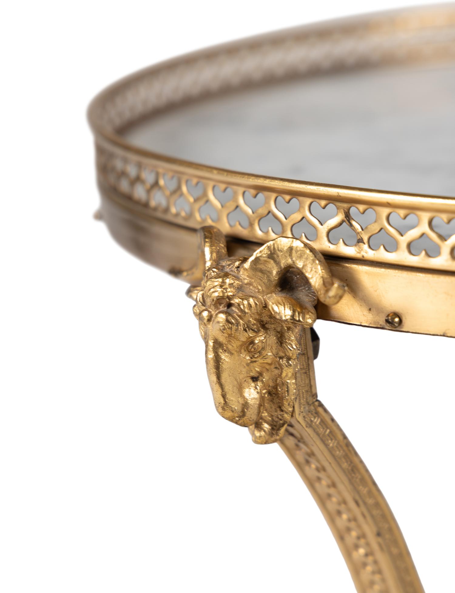 A Pair of Neoclassical Style Gilt Bronze and Marble Side Tables