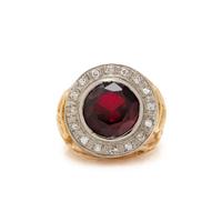SYNTHETIC RUBY AND DIAMOND RING
