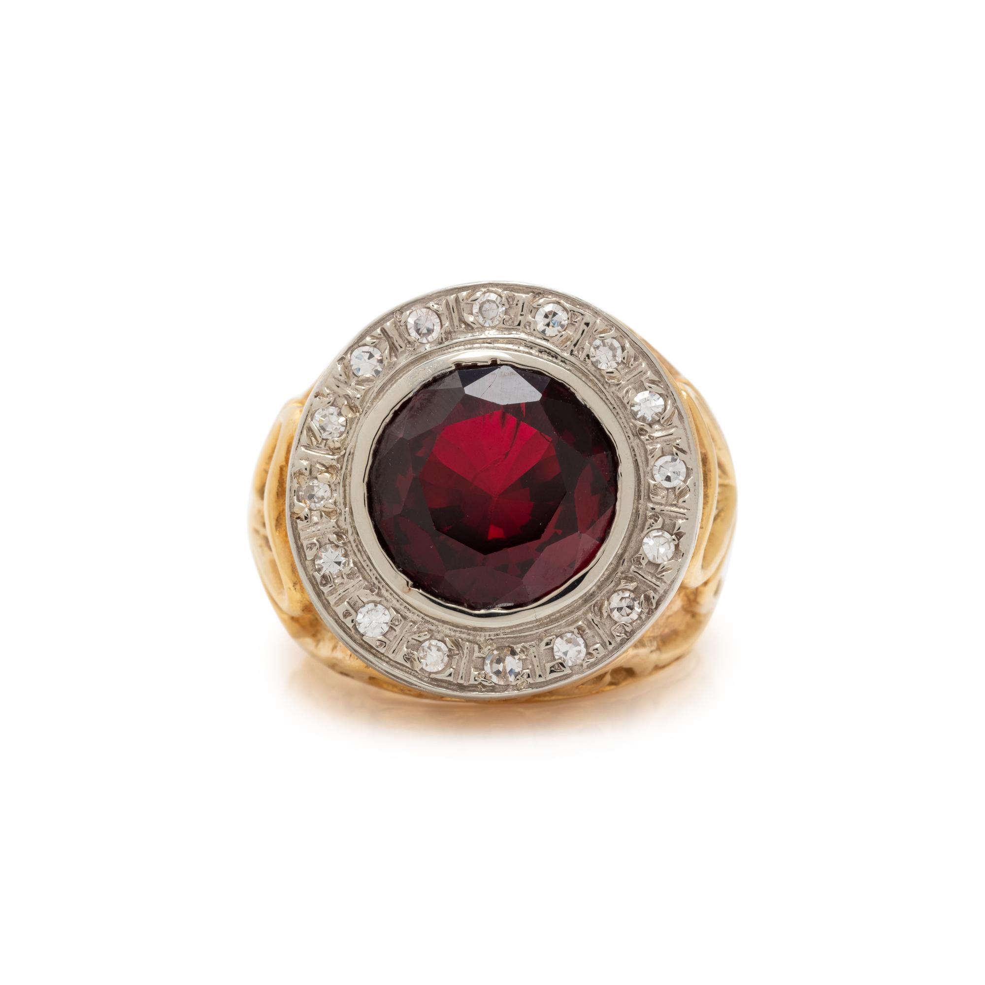 SYNTHETIC RUBY AND DIAMOND RING