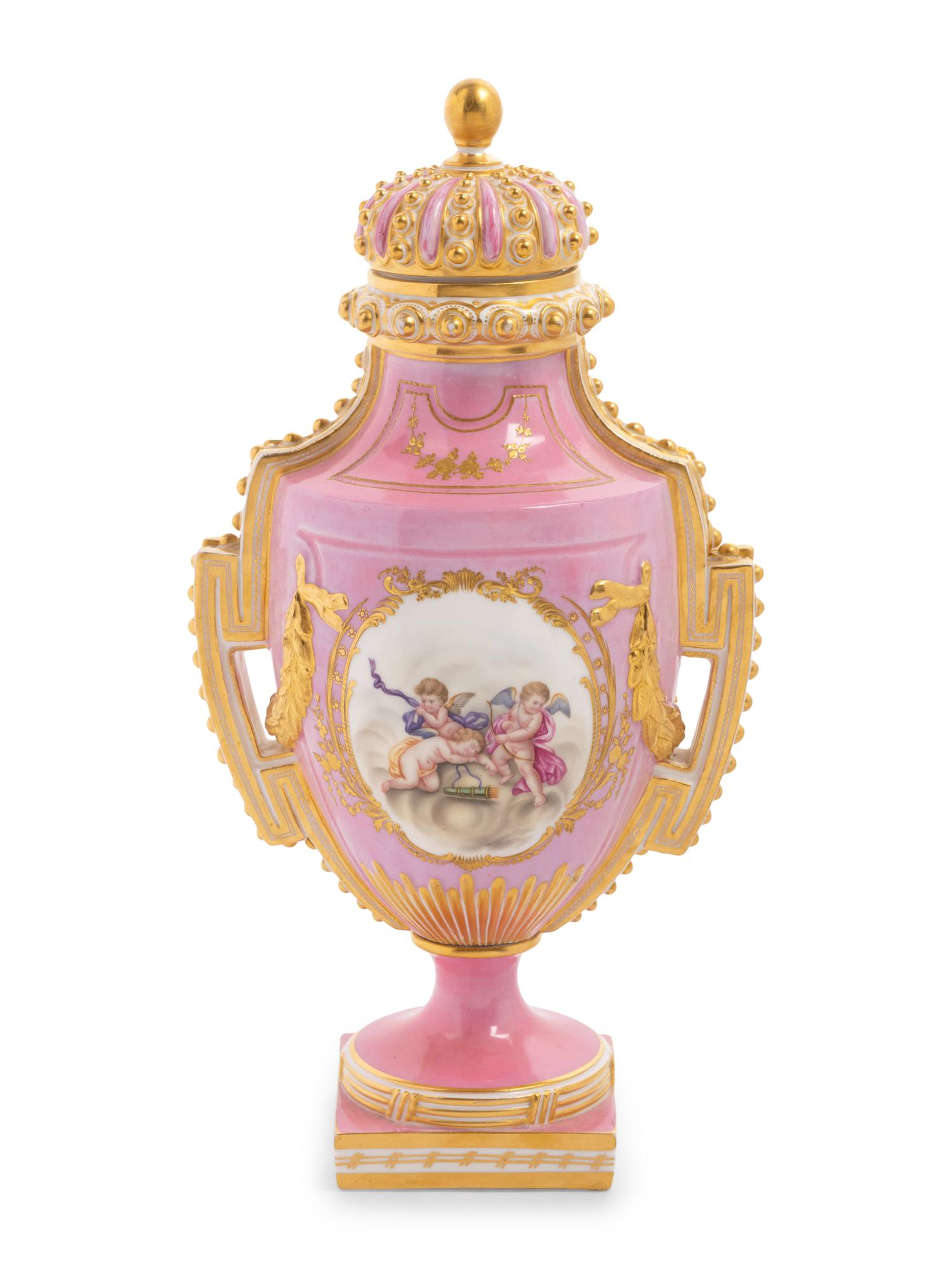An English Porcelain Covered Urn