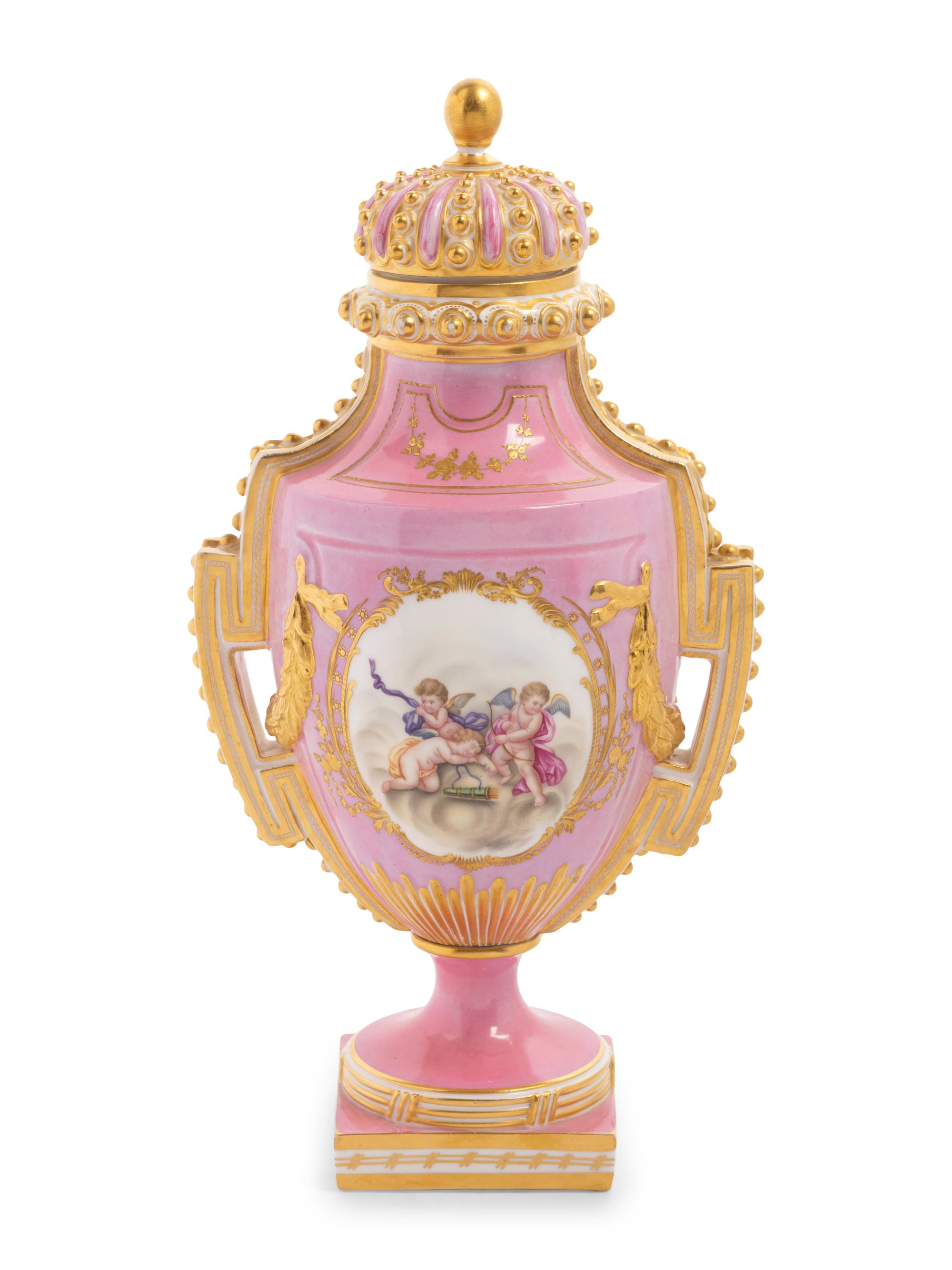 An English Porcelain Covered Urn
