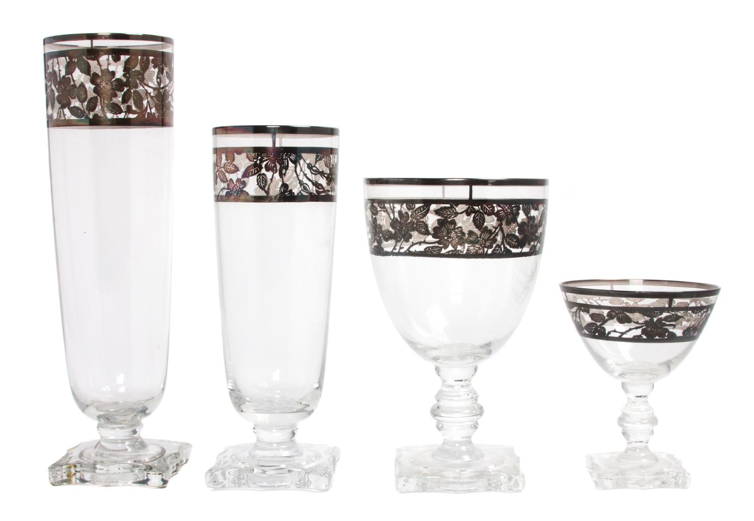 A Collection of Stemware Height of first 8 3/4 inches.