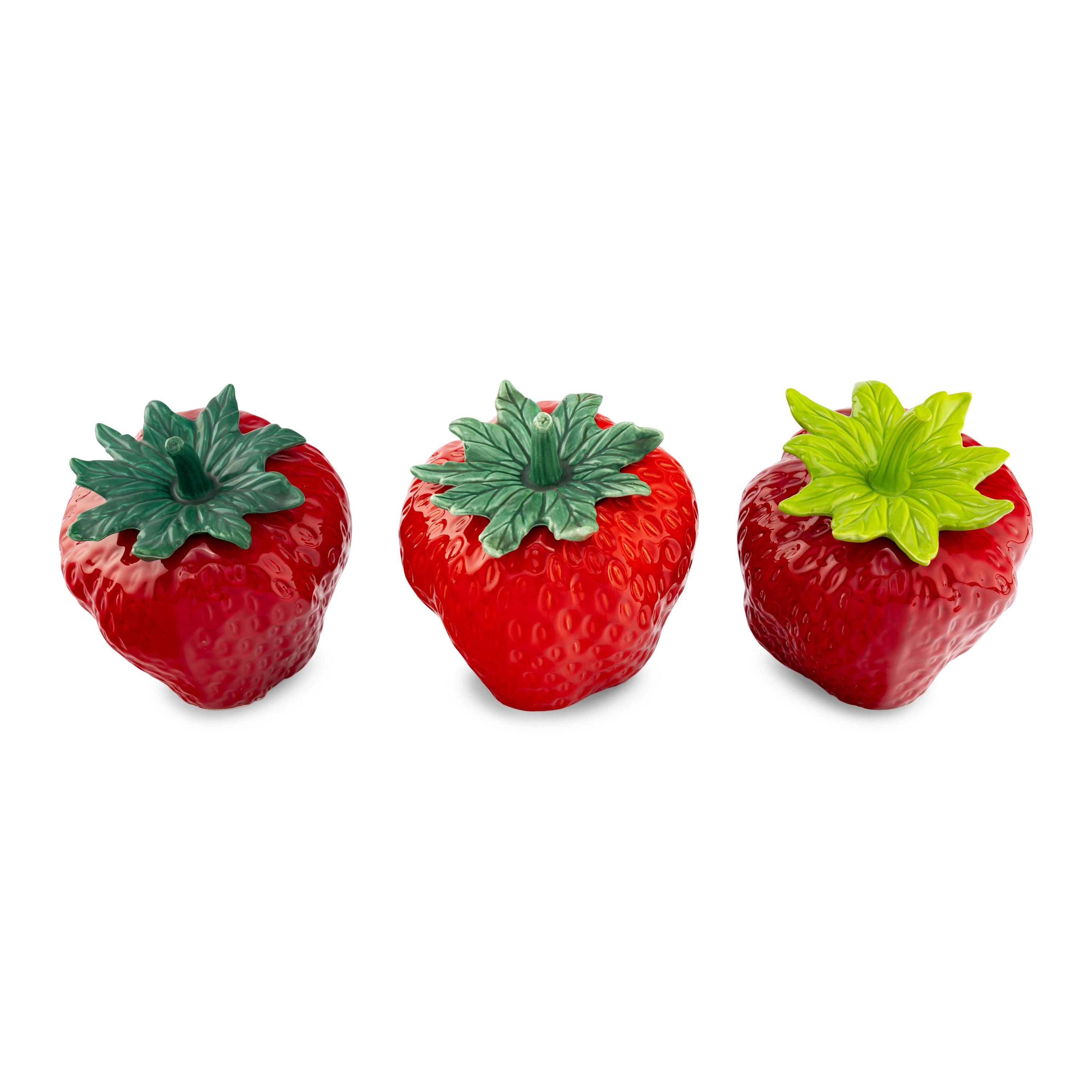 Three Ceramic Strawberry-Form Cookie Jars