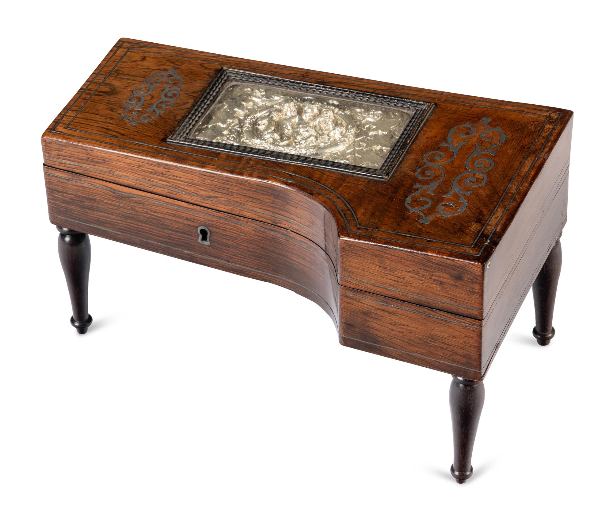 A Palais Royal Rosewood Piano-Form Musical Sewing Box