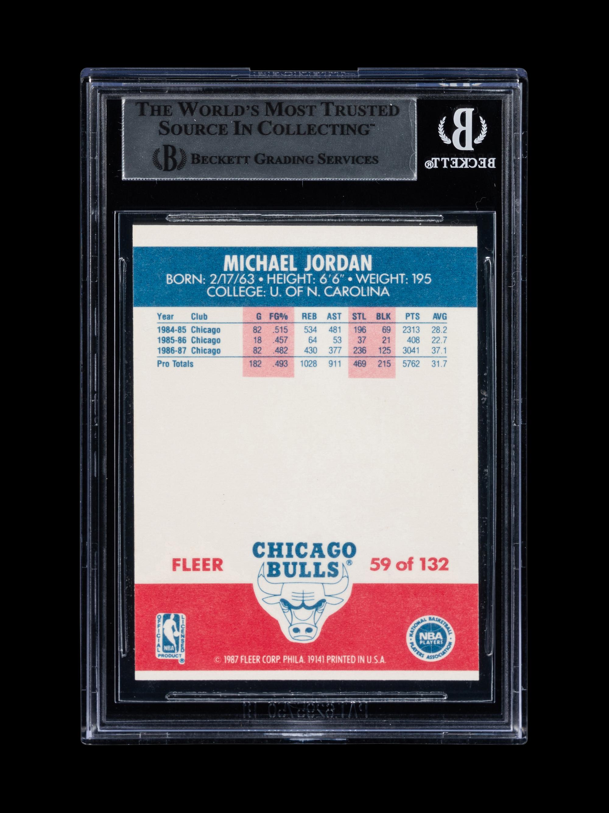 A Michael Jordan Signed Autograph 1987 Fleer Basketball Card No. 59 With Period Signature (Beckett Authentication Services BAS Certified)