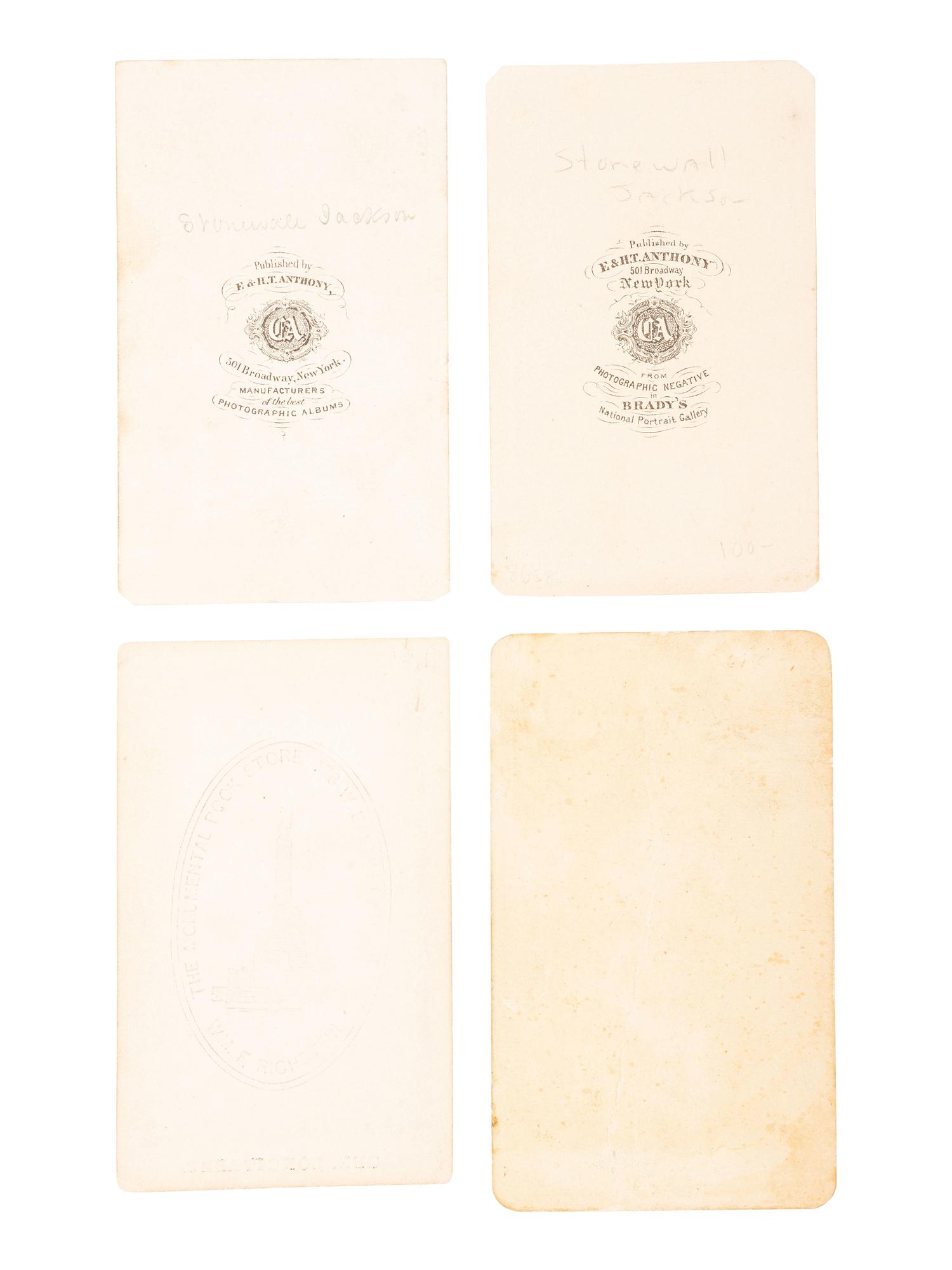 [CIVIL WAR - THE CONFEDERACY]. 4 CDVs, incl. portraits of Generals LONGSTREET and JACKSON.