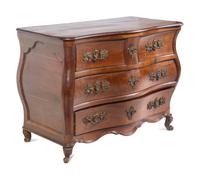 A Louis XV Provincial Walnut Bombé Commode