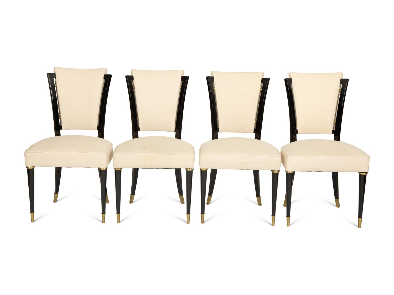A Set of Ten Art Deco Ebonized Dining Chairs Attributed to Maison Jansen
