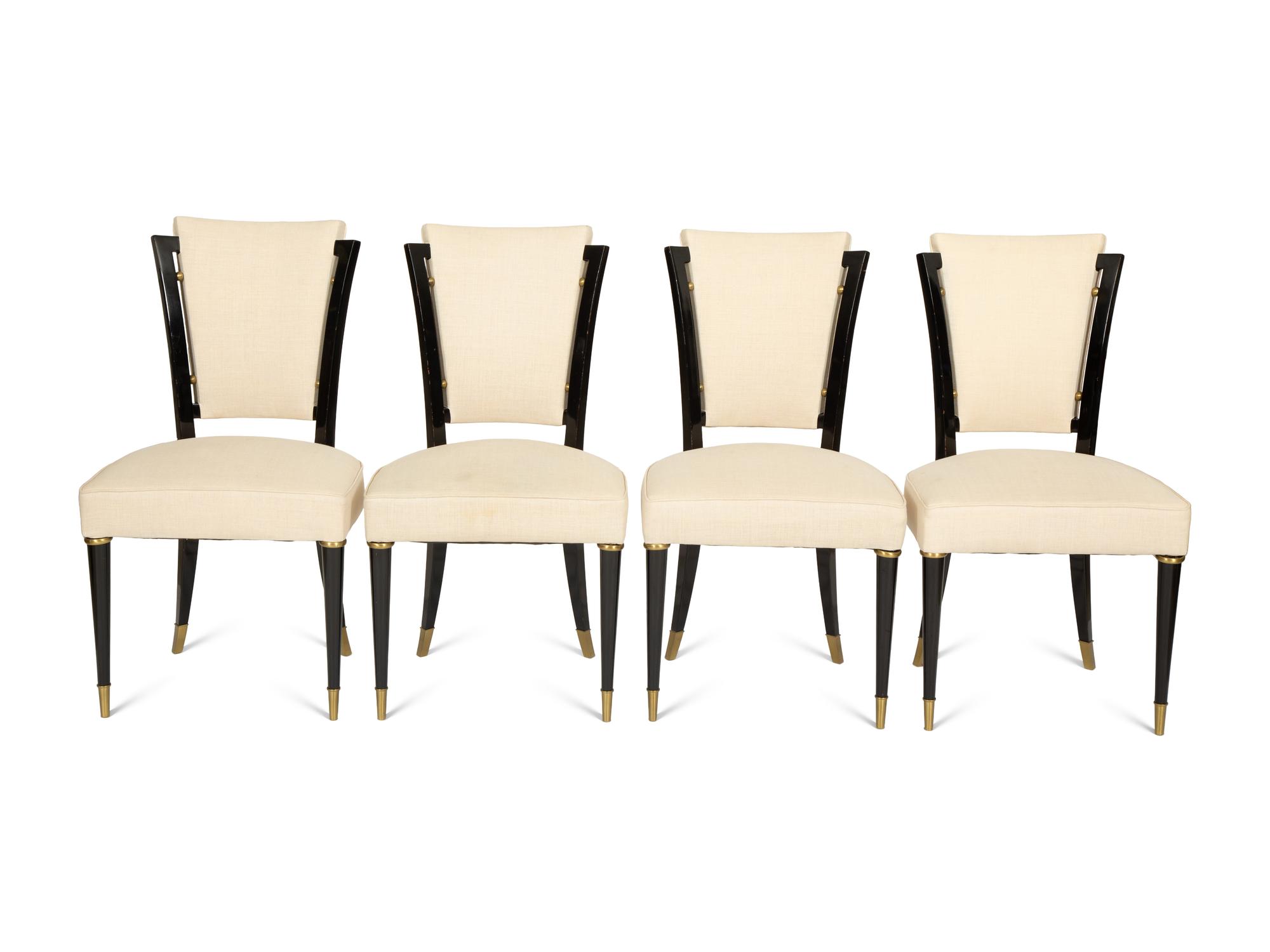 A Set of Ten Art Deco Ebonized Dining Chairs Attributed to Maison Jansen