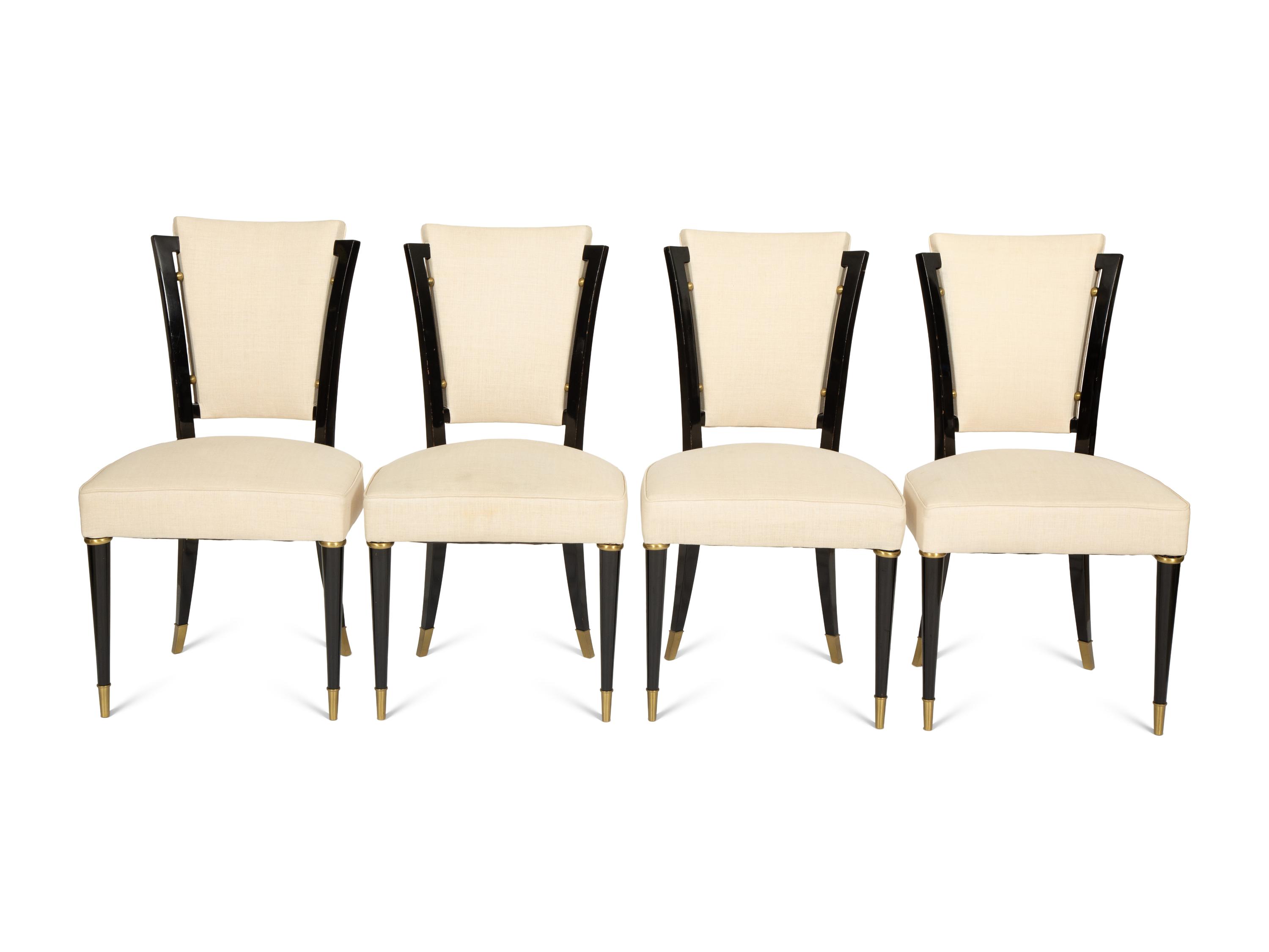 A Set of Ten Art Deco Ebonized Dining Chairs Attributed to Maison Jansen