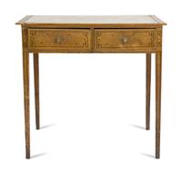 An English Pine Paint-Decorated Two-Drawer Stand