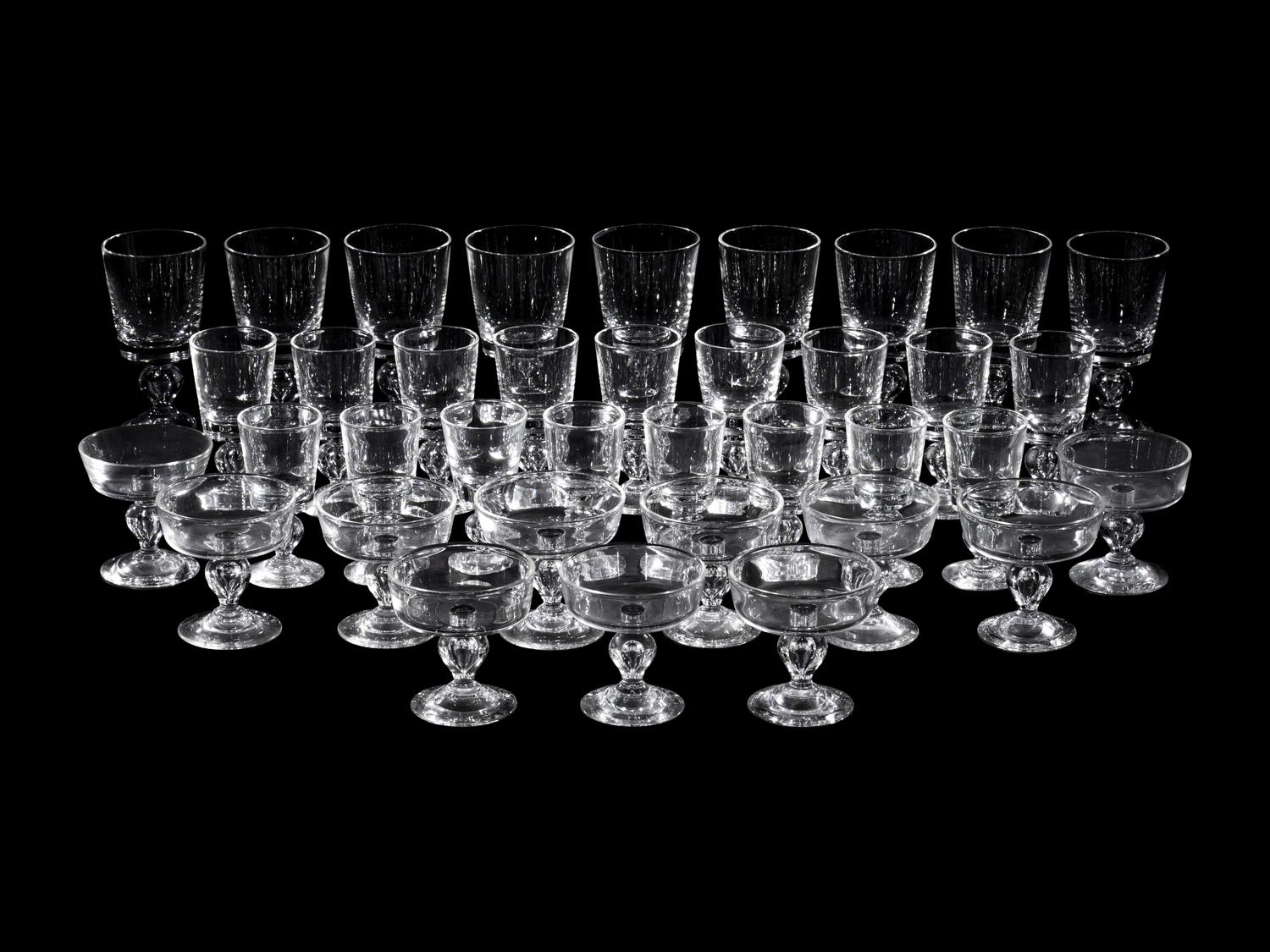 A Steuben Glass Stemware Service