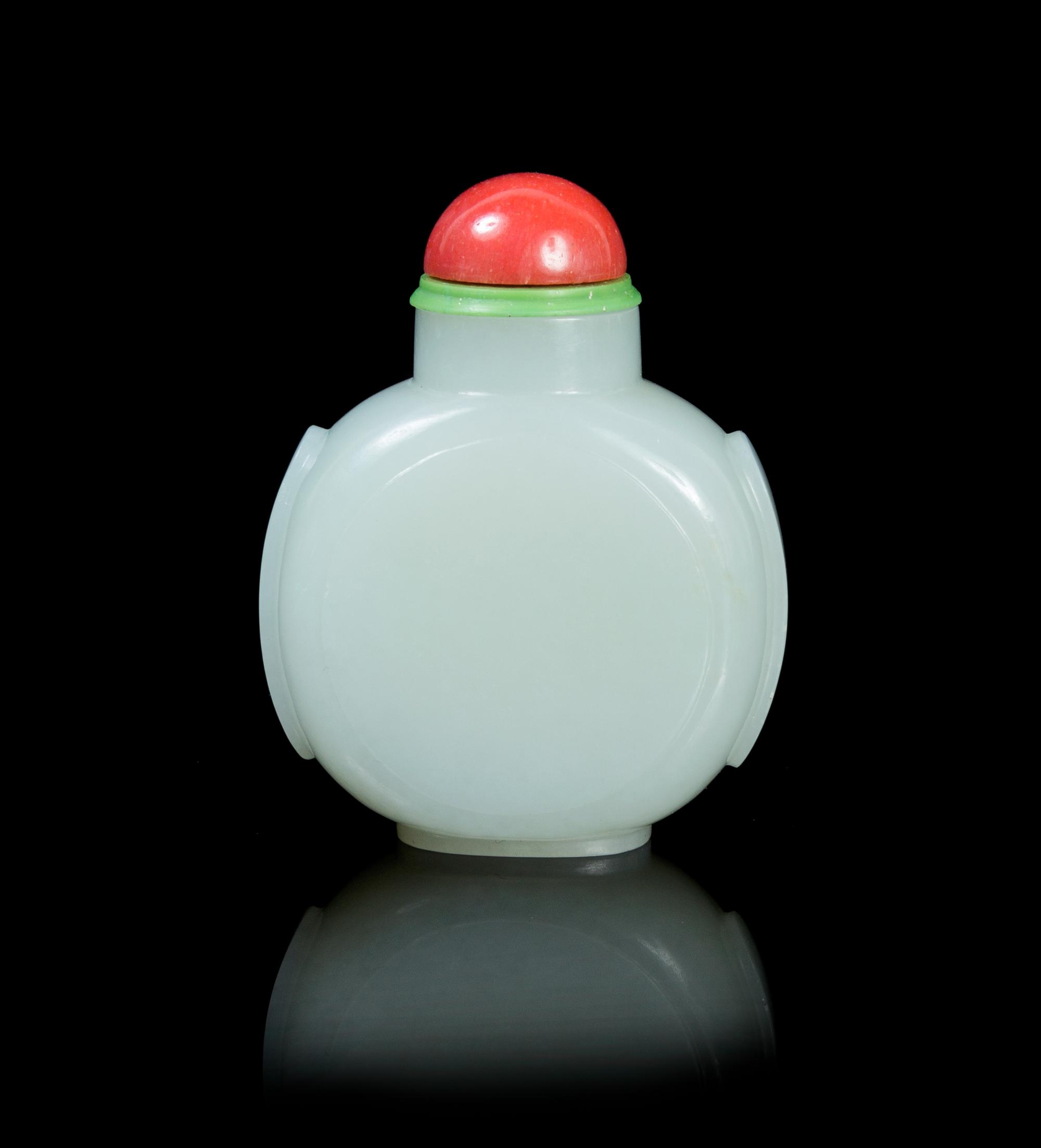 A Jade Snuff Bottle POSSIBLY 19TH CENTURY Height 2 1/2 inches. — POSSIBLY 19TH CENTURY