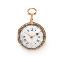 TRICOLOR GILT-METAL AND DIAMOND DUMB REPEATER OPEN FACE POCKET WATCH