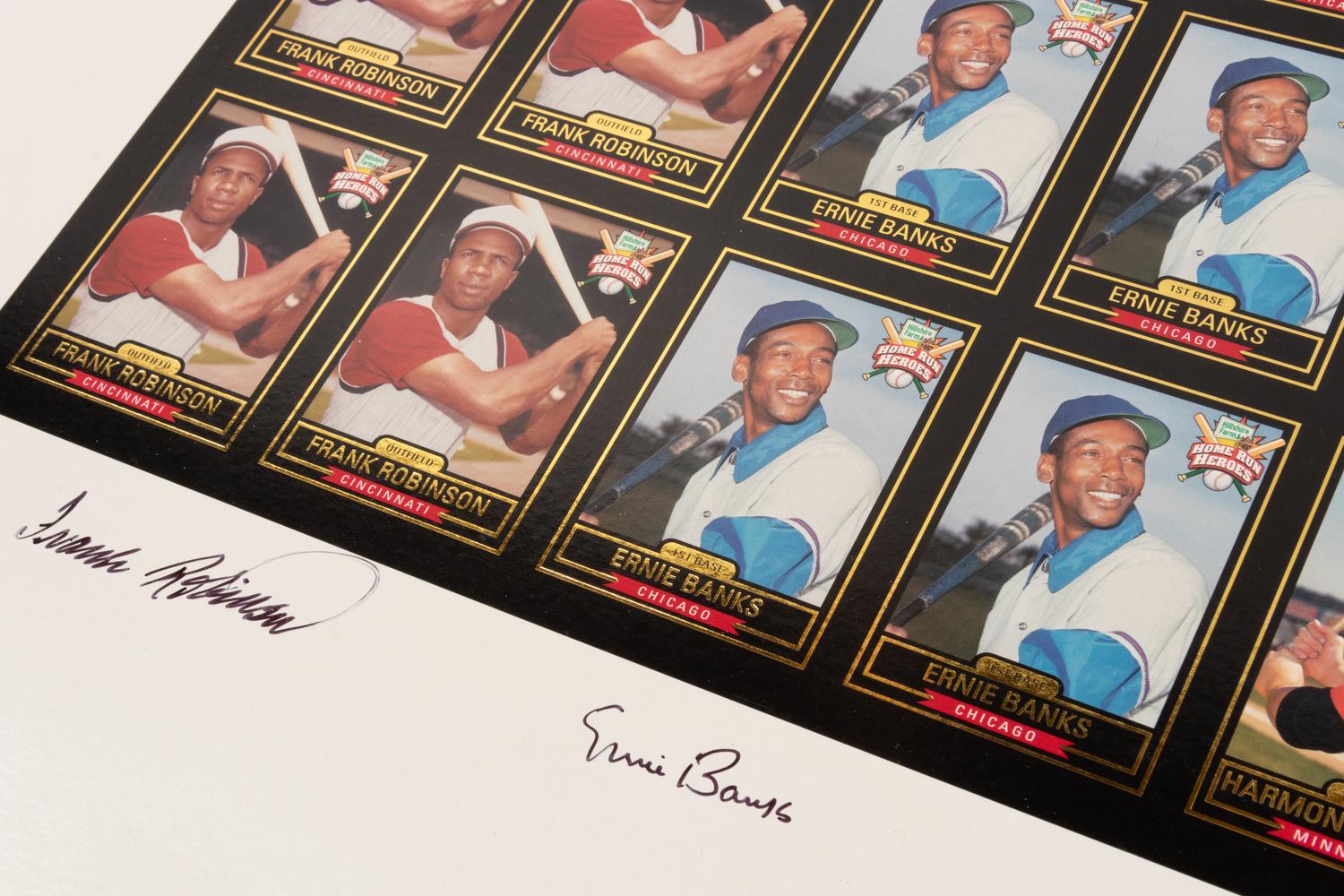 A Group of Seven Uncut Sheets of Signed Home Run Heroes Baseball Cards (Robinson, Banks, Killebrew, Stargell),