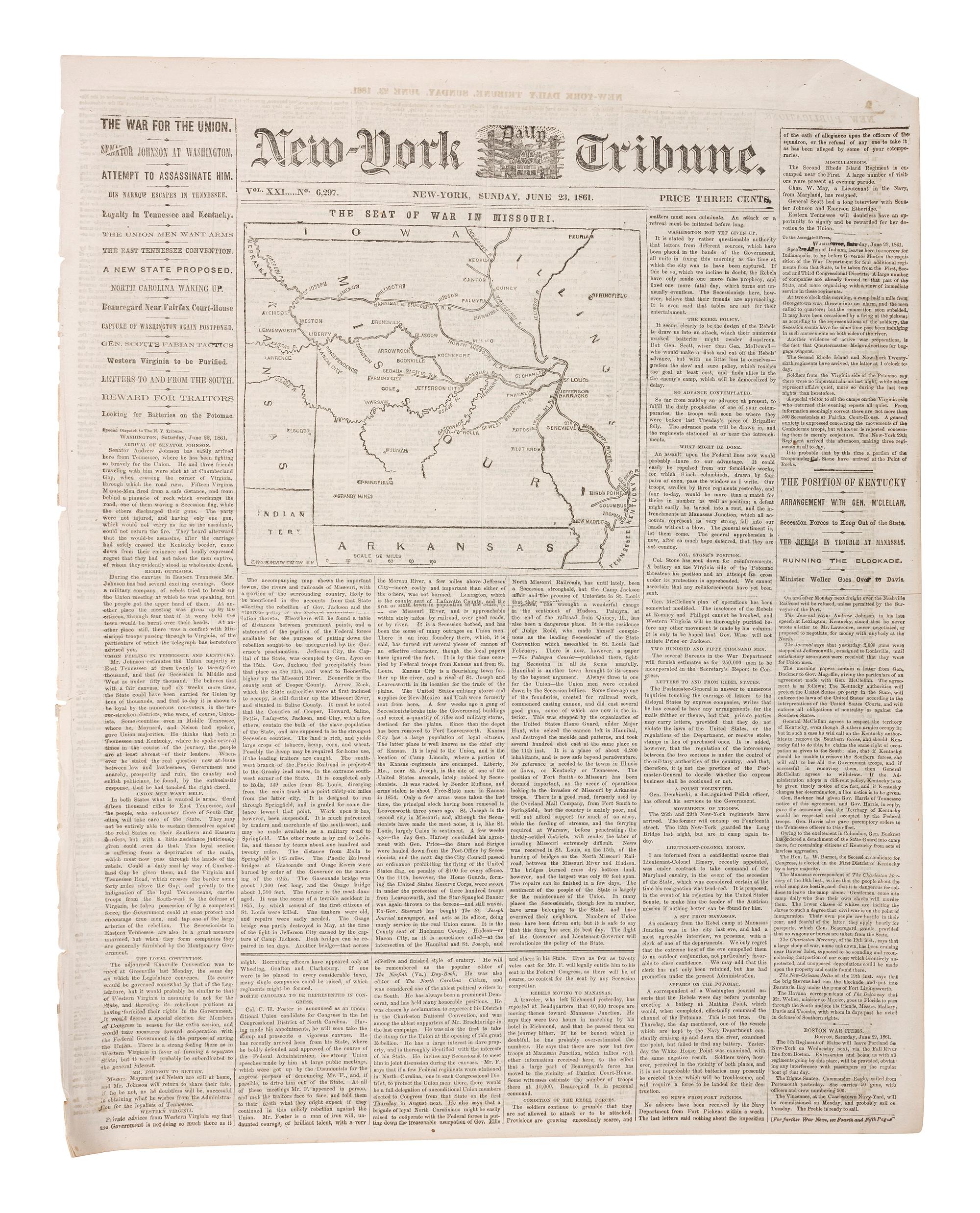 [CIVIL WAR]. 100+ issues of the Philadelphia Inquirer, New York Herald, and New York Tribune.
