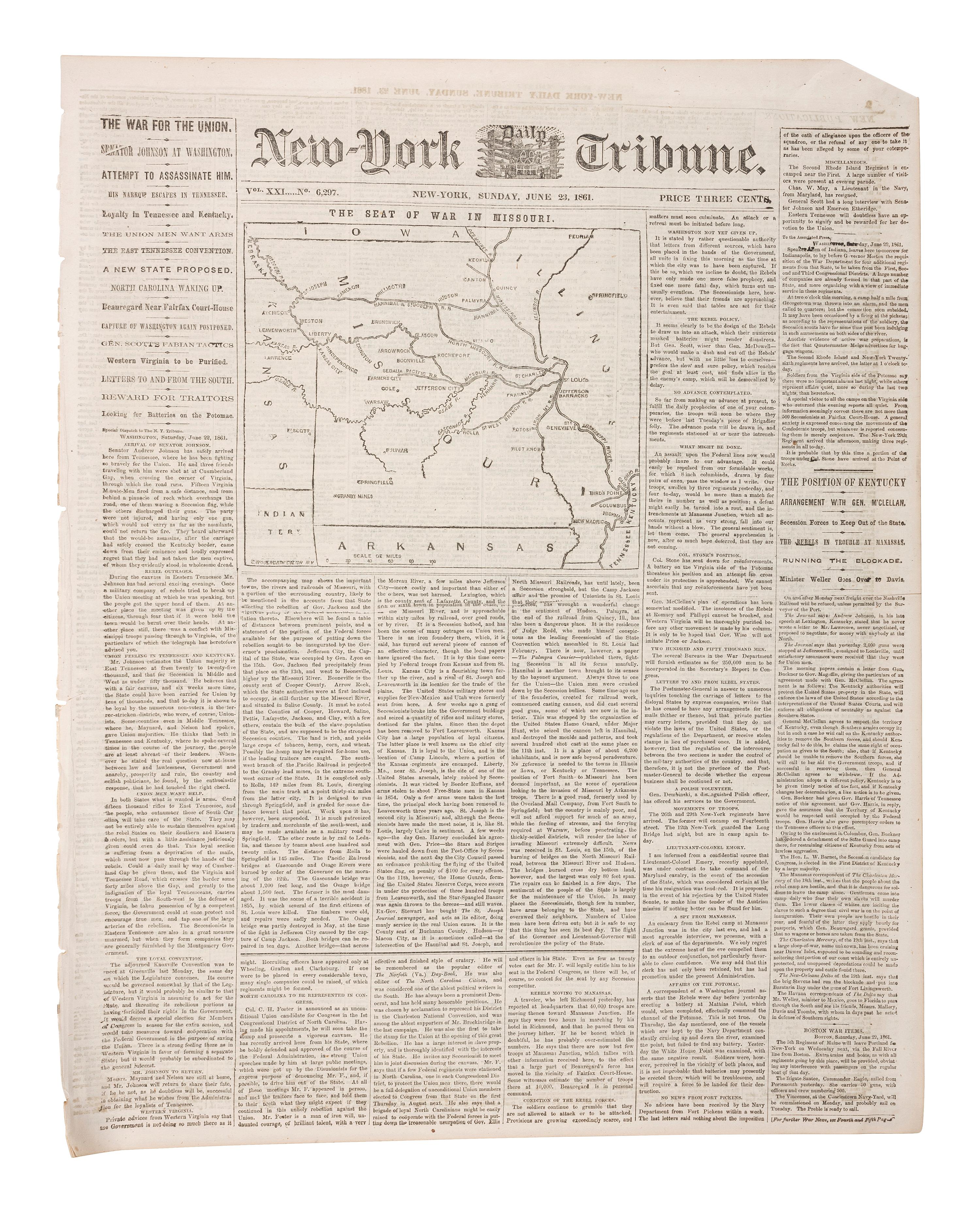 [CIVIL WAR]. 100+ issues of the Philadelphia Inquirer, New York Herald, and New York Tribune.