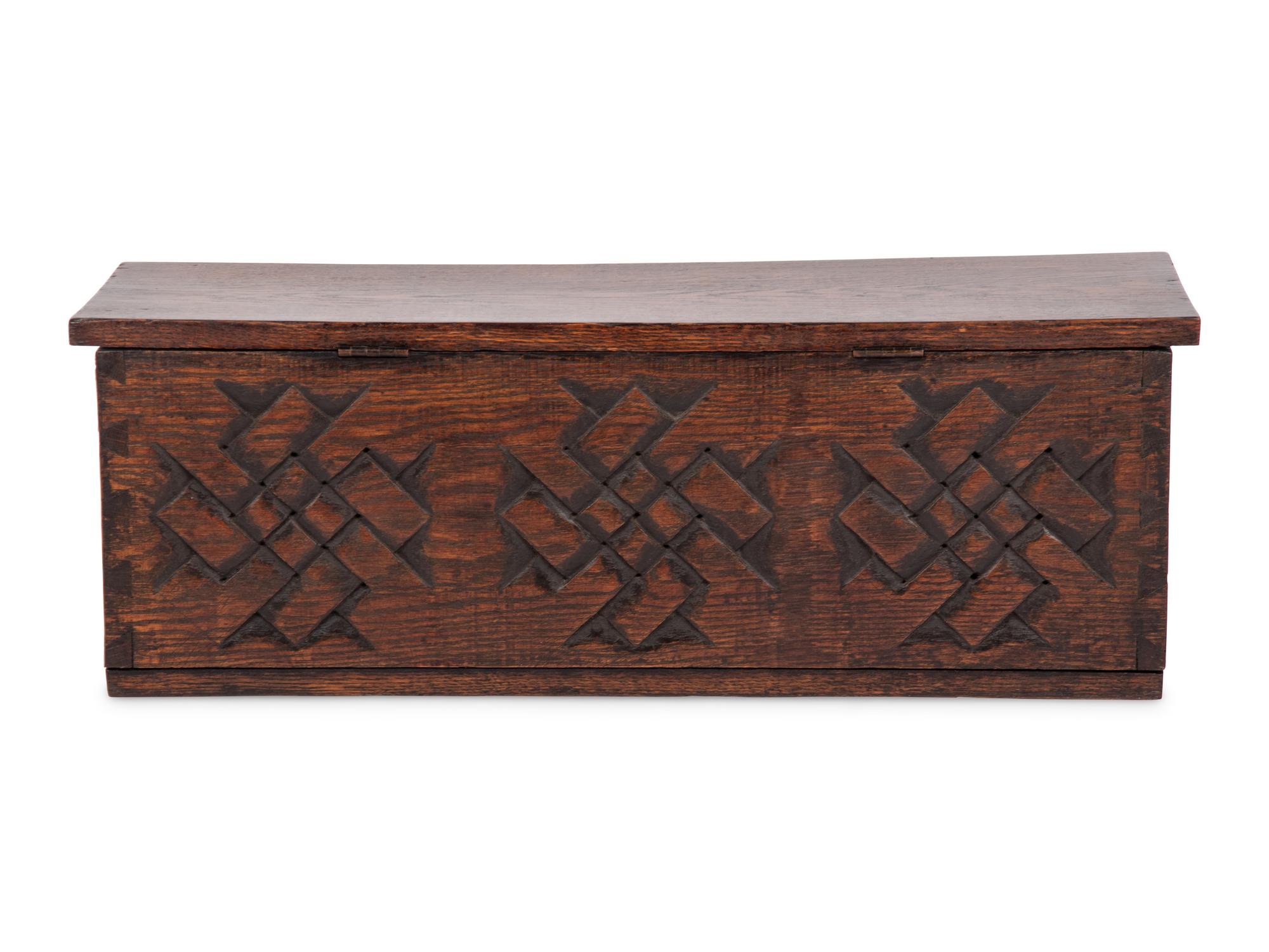 A Carved Oak Table Casket