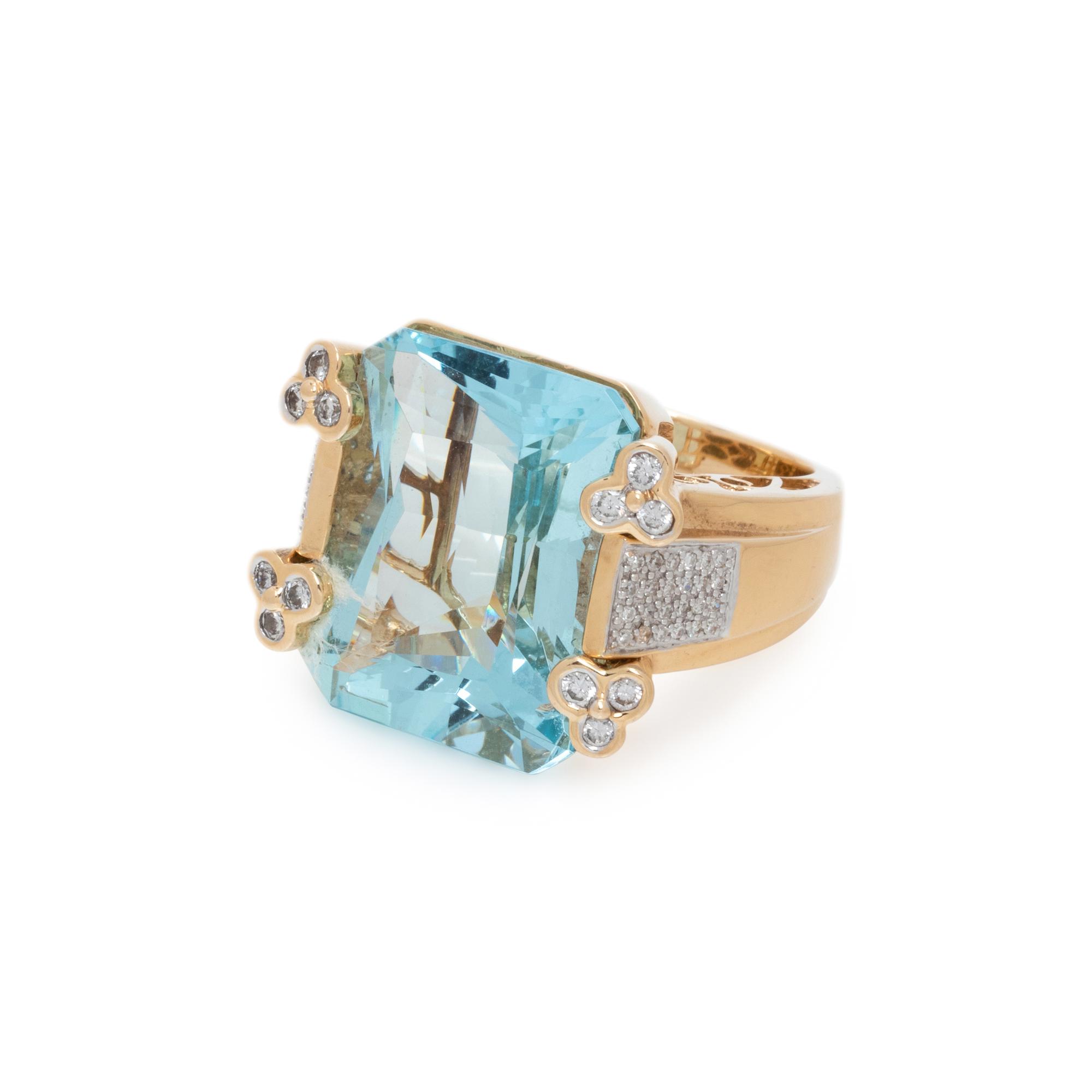 AQUAMARINE AND DIAMOND RING