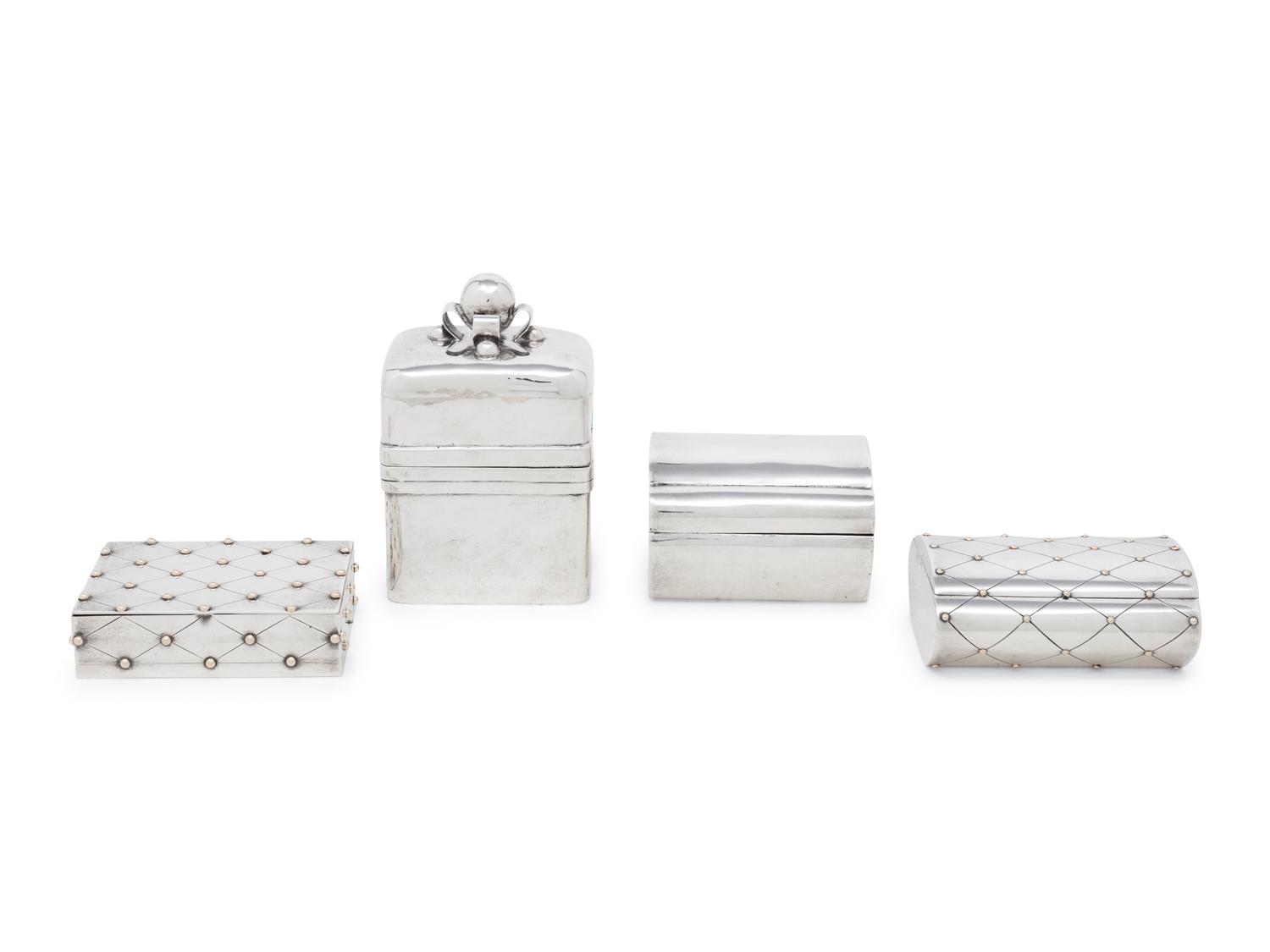 Four Mexican Silver Table Boxes