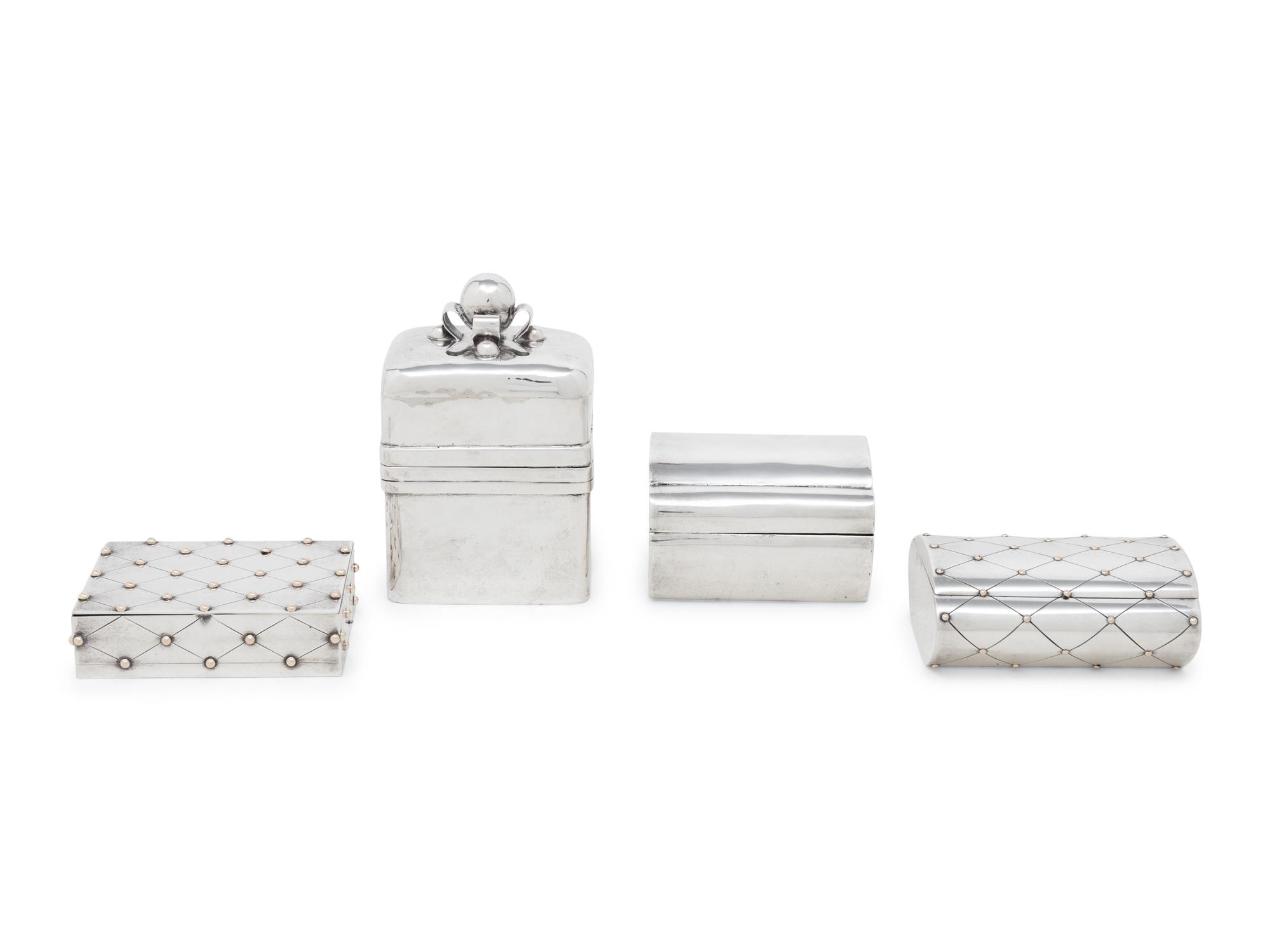 Four Mexican Silver Table Boxes