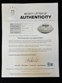 A 1984 Chicago Bears Team Signed Autograph Football from The Collection of Sports Super Agent Steve Zucker (Beckett Authentication Services Letter),