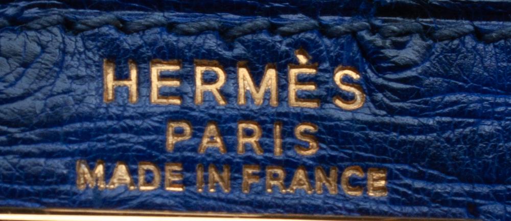 <div><strong>Herm&egrave;s Navy Ostrich Kelly Bag, 1993</strong></div>