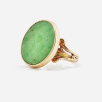 A Collection of 14K Yellow Gold and Jade Jewelry