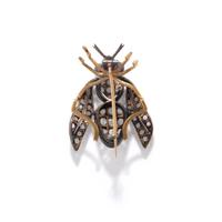 VINTAGE, DIAMOND, RUBY, GOLD, AND SILVER INSECT BROOCH
