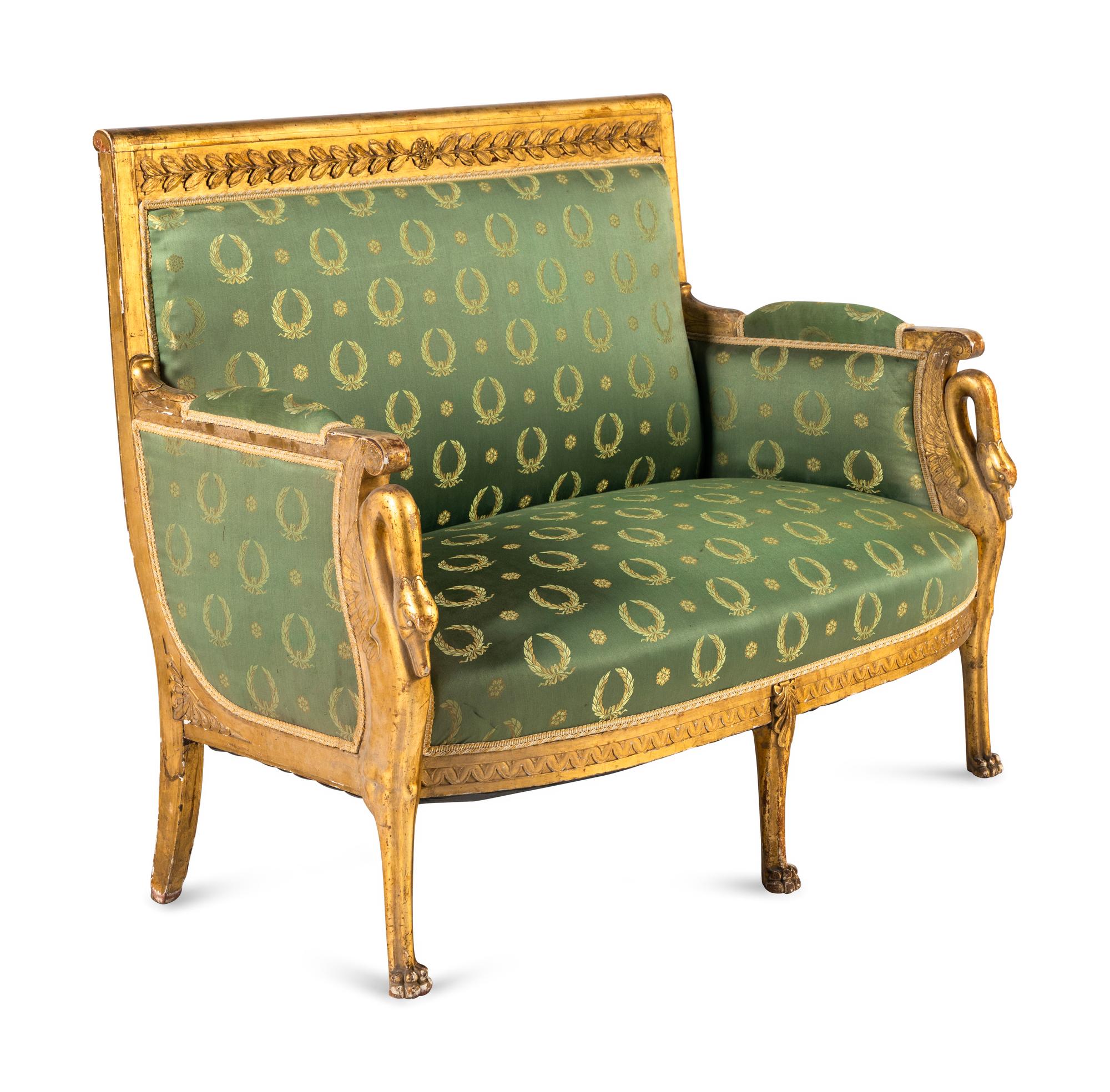 An Empire Style Giltwood Settee